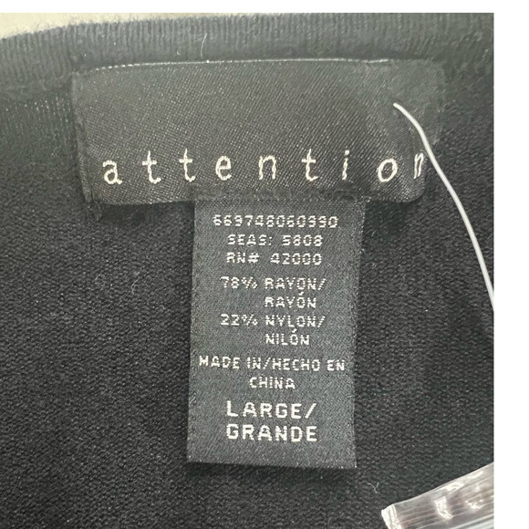 3/$27 NWT Attention V-Neck Wrap Sweater in Black, Embellished Shoulder, Large - Picture 4 of 6